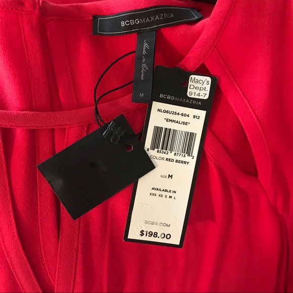NWT BCBG Red Emmalise Long Sleeve Cutout Dress - Picture 8 of 8